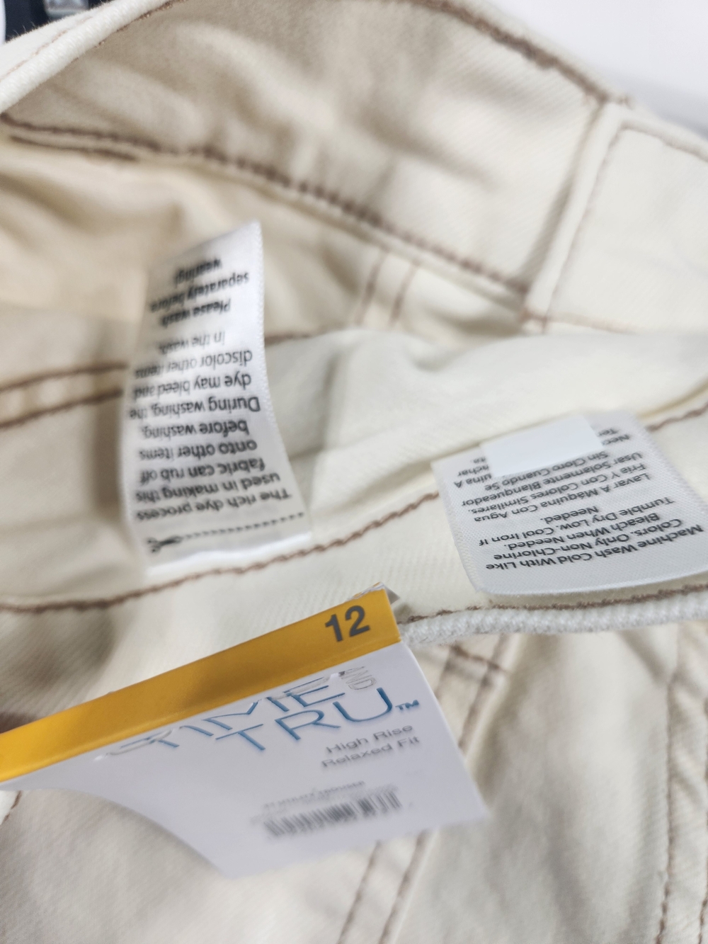 Time and Tru Cream Wide Leg High-Rise Jeans Sizes 12, 16, 18, 20 - Picture 6 of 12